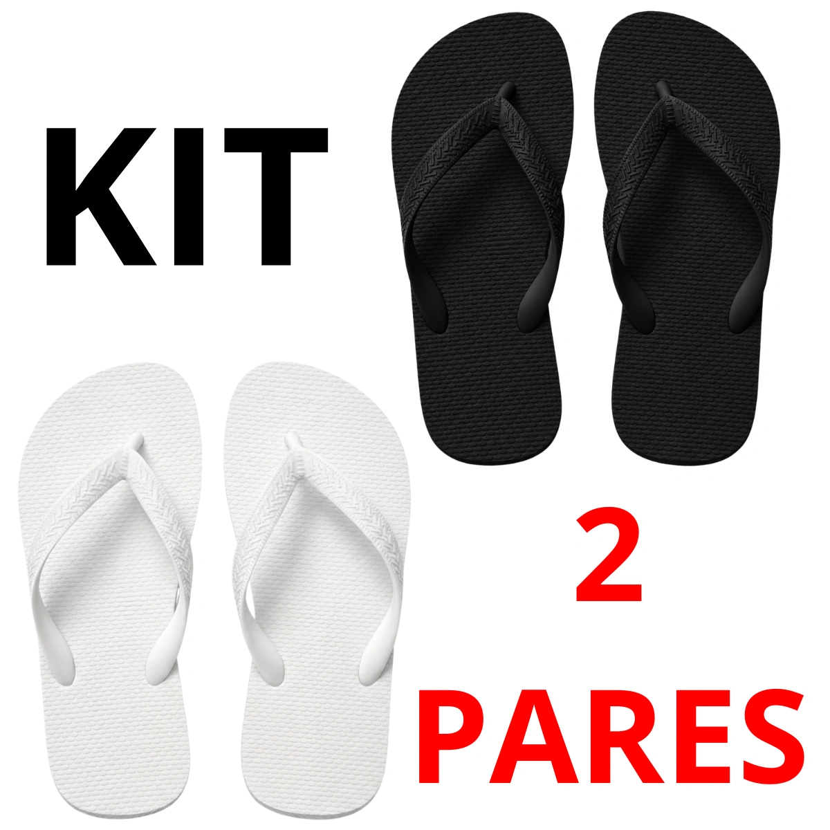 Kit 2 Chinelos Masculino e Feminino de Dedo - Imagem 2