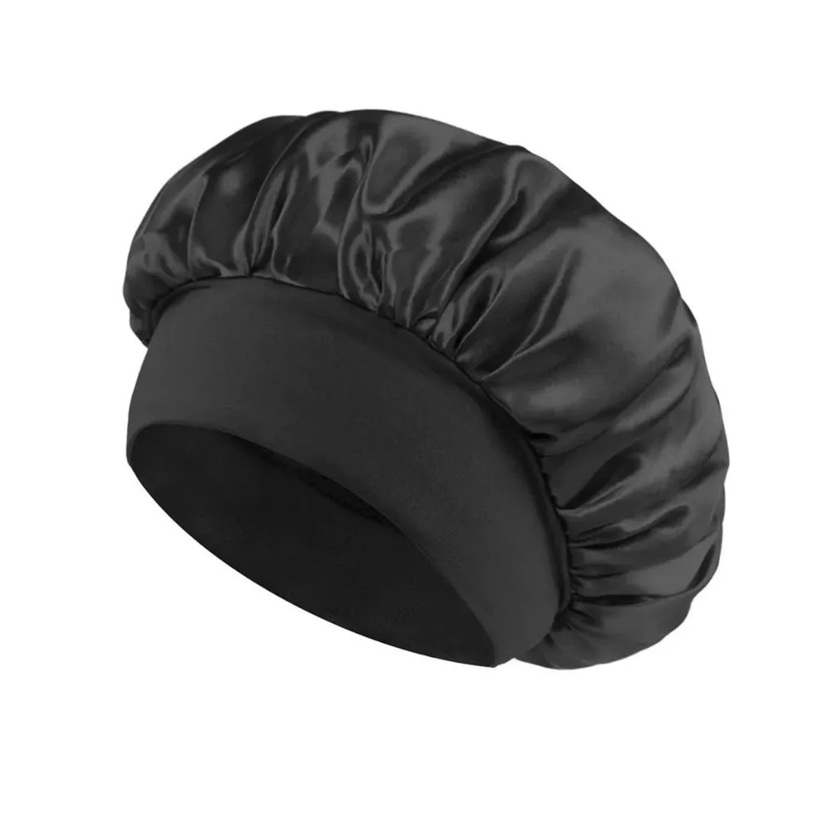 Touca de Cetim Feminina para Dormir Anti Frizz Faixa Larga Proteção para Cabelos Cacheados e Crespos - Imagem 3