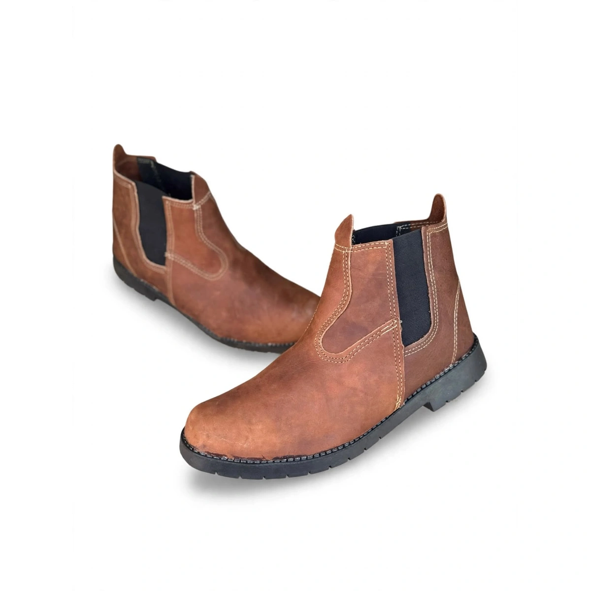 BOTINA CARAMELO MASCULINA COURO LEGÍTIMO CHELSEA - BOTA SOCIAL CASUAL ELÁSTICO - Imagem 2