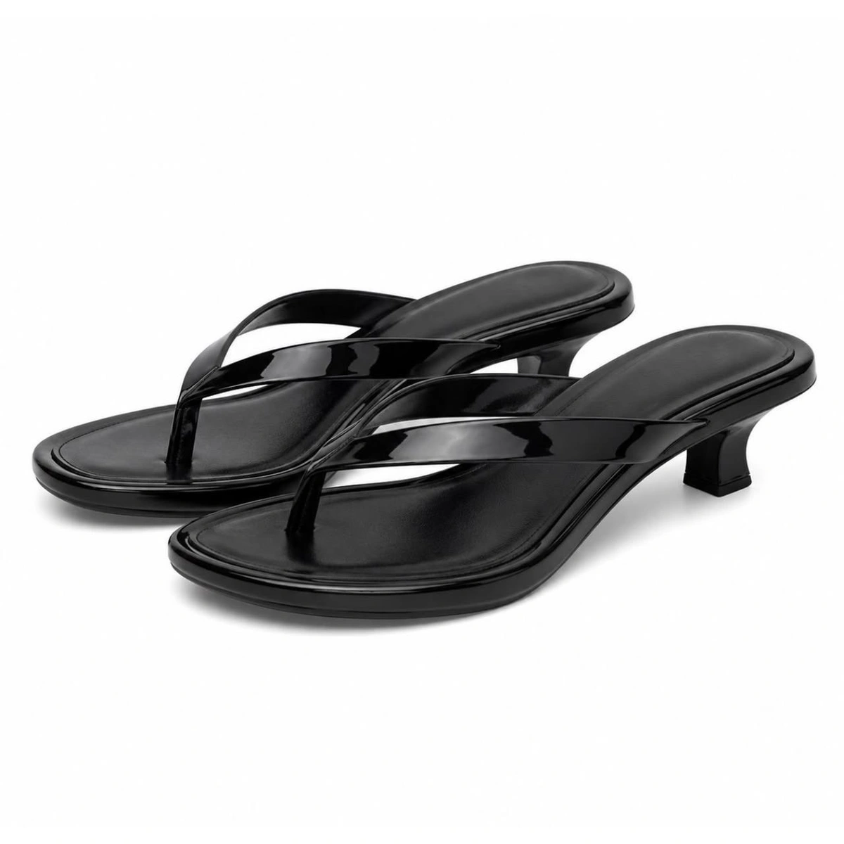 Tamanco Feminino Salto Baixo Kitten Heel Chinelo Preto ConfortĂĄvel TendĂȘncia - Imagem 2