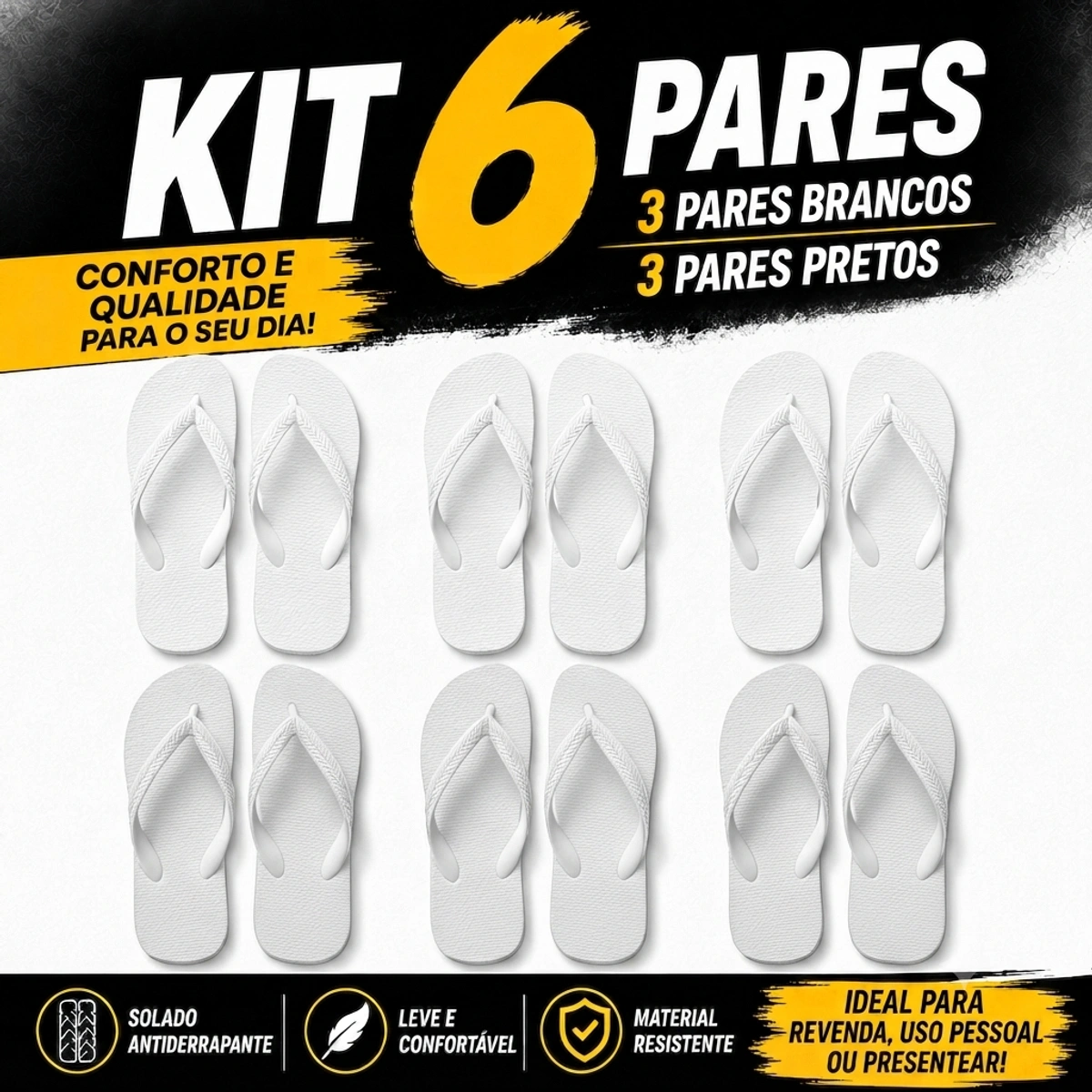 Kit 6 Chinelos Masculino e Feminino de Dedo - Imagem 15