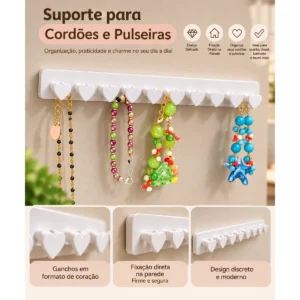 Organizador de Joias Porta Colares e Pulseiras Suporte Coração Expositor